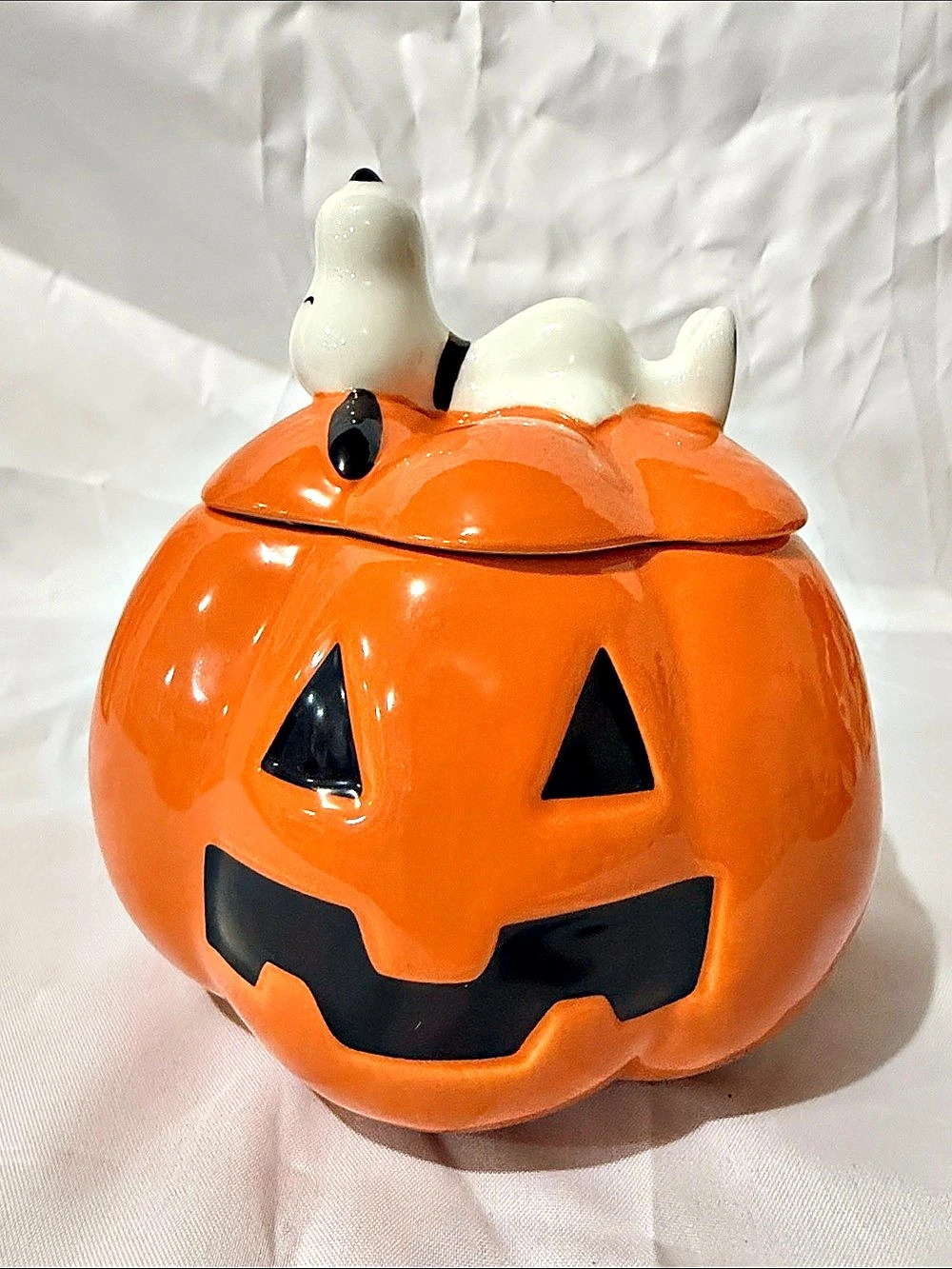 Peanuts Snoopy Pumpkin Jar Ceramic Halloween Pumpkin Jar Orange